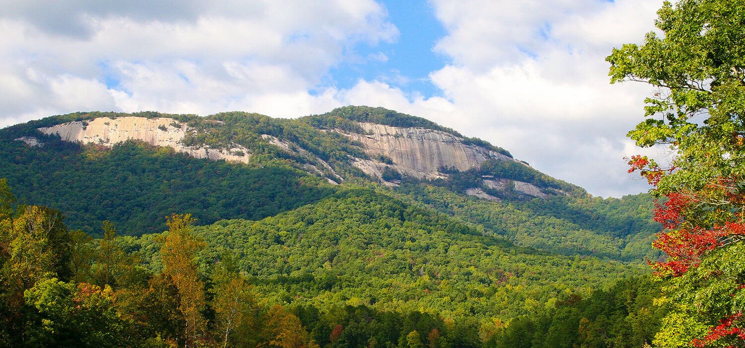Table Rock Mountain above autumn woodland in South Carolina